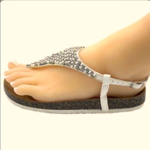💥💦Union Bay  Pearl Rhinestone  Ankle strap sandals🛍️Size: 6.5 M - Picture 1 of 6